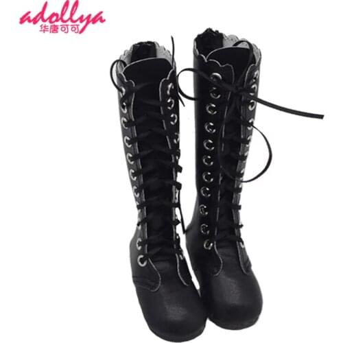 Adollya 1/3 BJD Shoes for Dolls Black High Gang Boots Leather Fashion Doll Shoes With Zipper Toys For Girls Accessories