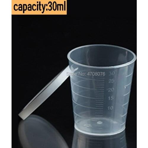 PE graduated beaker Plastic measuring cup with cover for chemical experiment kitchen food grade transparent 10pcs/pack