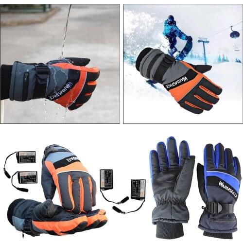 Heated Gloves, Battery Electric Motorcycle Gloves Mittens, Heating Skiing Gloves Snowboarding Breathable Gloves for Men Women