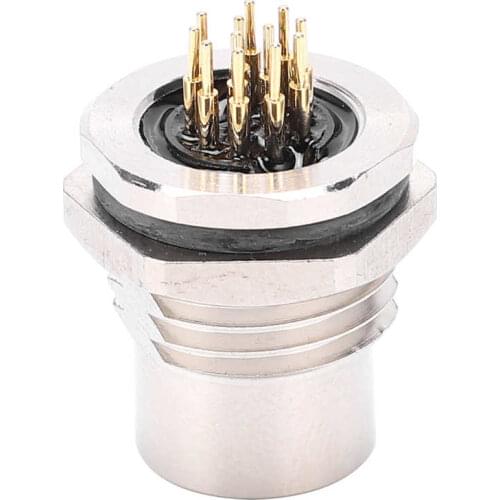 Jack Socket Panel Mounted Hole F1 Solder Wire Metal Connector 12 Pin Waterproof IP67 M12-F1-S12 Electric Accesories