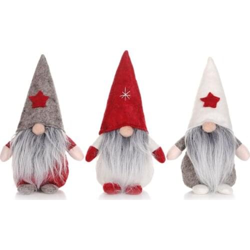 Merry Christmas Star Hat Swedish Santa Gnome Plush Dolls Ornaments Handmade Toy Holiday Home Party Decor