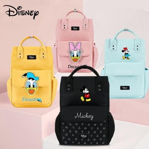 Disney Mickey Mouse Baby Diaper Bag Large Capacity Storage Bag Travel Baby Stroller Bag MultiFunction New Diaper Bag Free Hooks