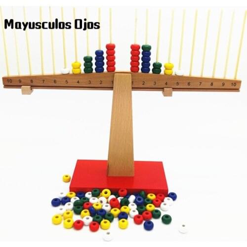 Mathematics Teaching Aids Early Education Wooden Childrens Digital Balance Called Toy Arithmetic Balance Group 2-7 Years Old