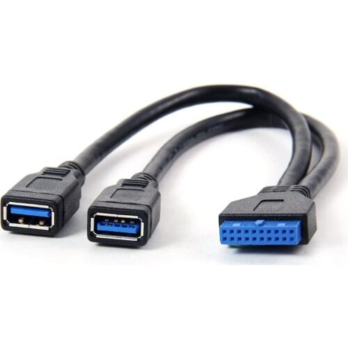Zihan USB 3.0 Motherboard 19pin 20pin to USB 3.0 Female Dual Ports extension cable cord 20cm