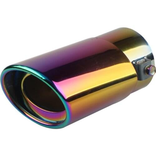 Universal Stainless Steel Car Exhaust Tail Muffler Tip Pipe Bolt-On Car Decoration Exhaust Tip, 14cm Long, Burnt Blue