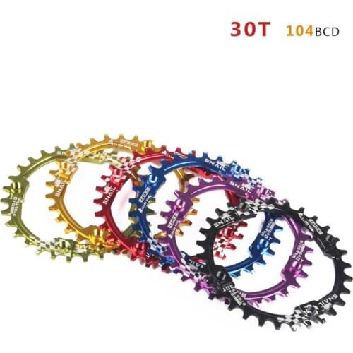 30T Bike Chainring 104bcd Mountain Bike Chain ring Narrow Wide MTB Single Speed Bicycle Chainwheel Colored Bike Bolts