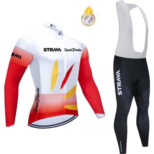 Cycling Jersey Team WINTER Strava Clothing MTB 20D Pad Bike Pants Set Men Ropa Ciclismo Thermal Fleece Biyycling Wear 2021