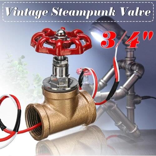 Vintage Steampunk 3/4'' Stop Valve Light Switch Wire Water Pipe Lamps Pass Thru