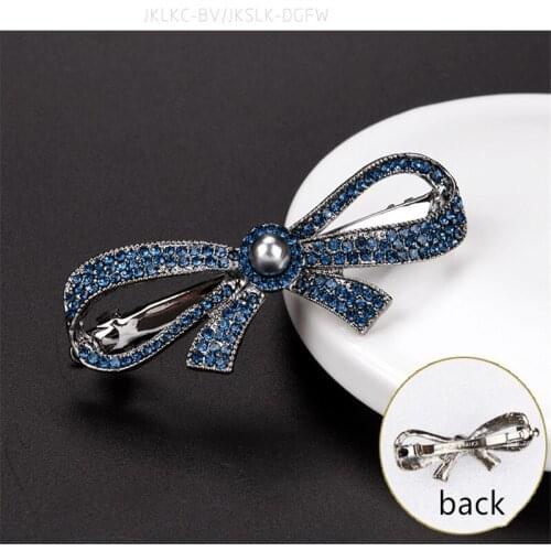 French Retro Word Spring Clip Royal Blue Rhinestone Metal Hairpin For Women 2021 Summer New