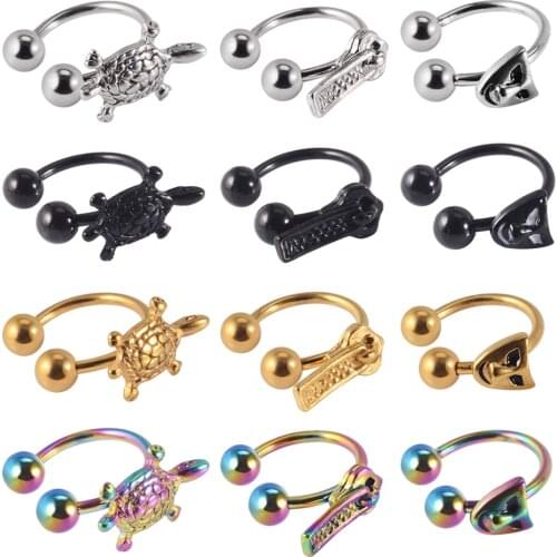 1pcs Surgical Steel BCR Ear Studs Septum Nose Lip Rings Ear Tragus Cartilage Helix Lobe Earrings CBR Body Piercing Jewelry 16G