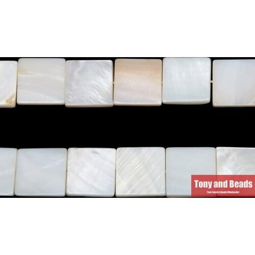 15" strand 15x15x3mm Natural Mother of Pearl Shell Square Beads Approx 39CM Per Strand No.SB11