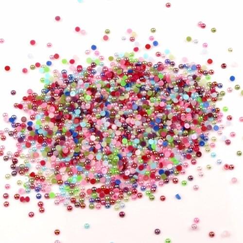 3000Pcs Mixed AB Color 3mm Half Round Pearl Beads Craft Cabochon Scrapbook Decoration Flatback Nail Art Garment Beads DIY