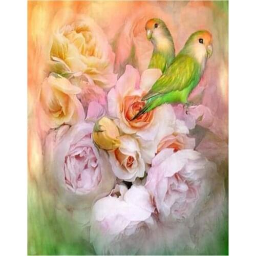 Full Drill Square Round Diy World Love Among The Roses Bright Pigeon Diamond Painting Rhinestones Home Decoration FC532