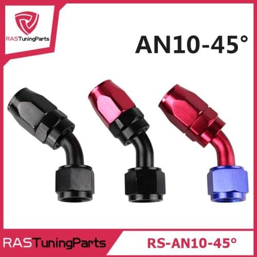 Anoized Aluminum 45 Degree Oil Fuel Swivel Fitting Fuel Hose End Male Adaptor Oil Cooler Fitting Oil Fuel Hose End AN10-45