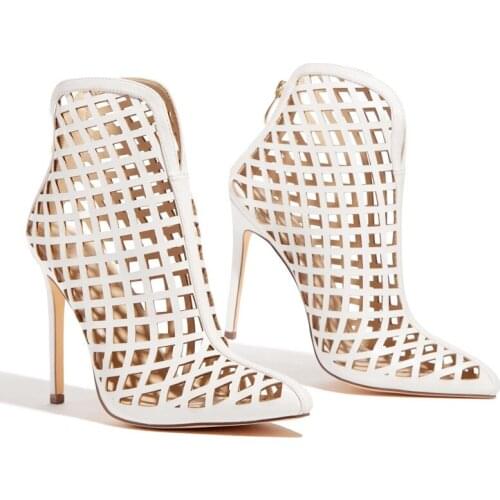 2021 New Ladies High Heels New Ladies Sandals Open Toe Hollow Chunky Sandals Zipper Summer High Heels Wedding Banquet Shoes