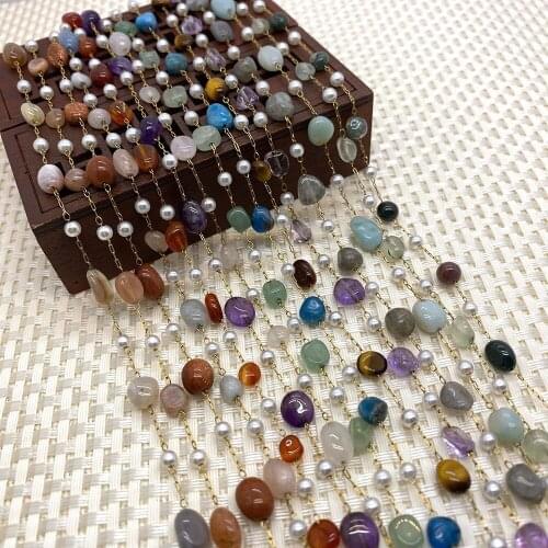 Natural Stone Crystal Stainless Steel Handmade Chain DIY Exquisite Gift Necklace Bracelet Jewelry Accessories Wholesale 1meter