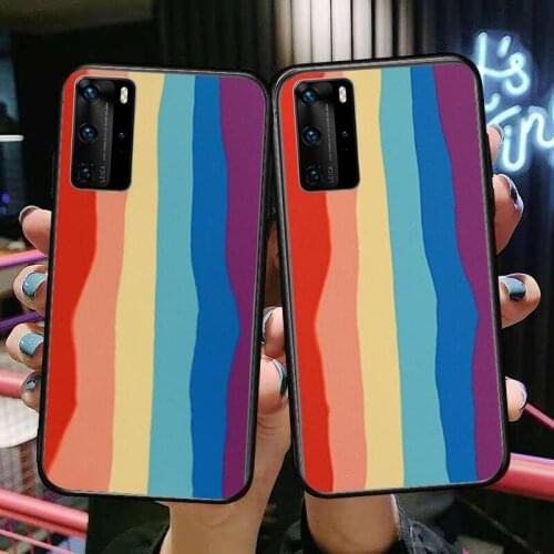 Luxury Colorful Rainbow Phone Case For Huawei P40 p30 P20 10 9 8 Lite E Pro Plus Black Etui Coque Painting Hoesjes comic fas