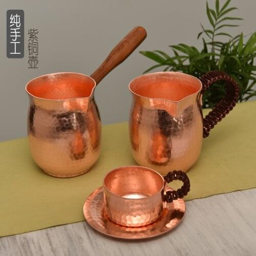 Pure handmade copper teaware set tea water cup teapot separator coffee cup