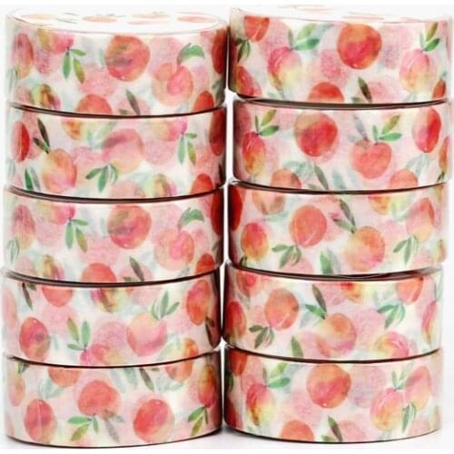 NEW 10pcs/Lot Decorative Cute Pink Peach Fruit Washi Tapes Japanese Bullet Journal Adhesive Masking Tape Stationery