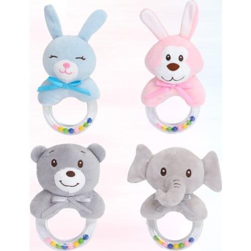 Baby Toys Cute Animals Baby Hand Ring Rattles Toys Baby Toys 0-12 Months Soft Hand ring bell Plush Baby Soothing hand toy