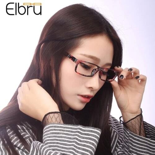 Elbru Myopia Glasses Wood Grain Full Frame PC Finished Fashion Glasses Soft Spectacles Unisex Short-sighted Eyewear -1.0 to -4.0