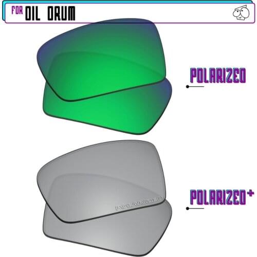EZReplace Polarized Replacement Lenses for - Oakley Oil Drum Sunglasses - SilverP Plus-Green P