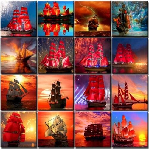 Sailing Painting By Numbers Landscape For Drawing Diy Craft For Adults Coloring By Number With Frame On Canvas Picture Decor Art