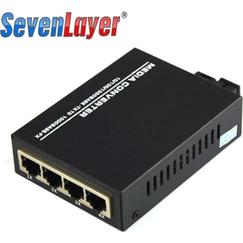 10/100/1000M 4 RJ45 1 SC Fast Ethernet switch Converter Ethernet Fiber Optical Media Converter fiber Port 1.25G
