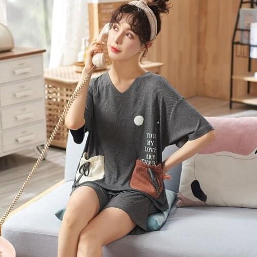Women Ins Fashion Chic Summer Korean Kawaii Schoolgirls Sleepwear Trendy Soft Blue Stripe Splicing Ladies Nightwear Pajamas Sets