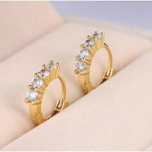 Tiny Cute Hoop Earrings For Women Gold Color Ear Piercing Earing With Zirconia Jewellery Womens Jewelry Accesories KAE088