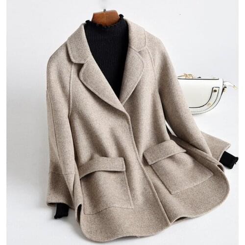 YOLANFAIRY Double Sided Cashmere Wool Coat Autumn Winter Warm Jacket Top Quality Short Slim Korean Style Clothing Ydf18a MF644