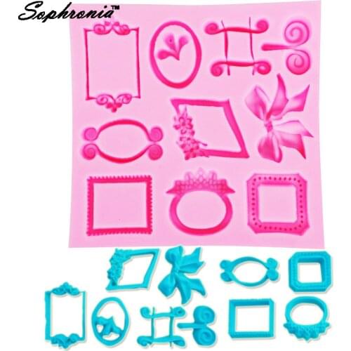F1159 Mini Mirror Frame Ring 1pcs Silicone Mold for UV Resin Gumpaste Surgarcraft Icing Handmade Tool Epoxy Fondant Moulds