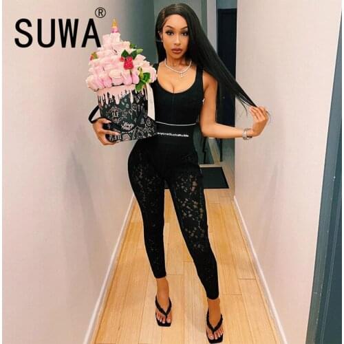 Fashion Design Lace Slim Pencil Pant Black Color Women Sexy Trousers Ladies Sheath Capris