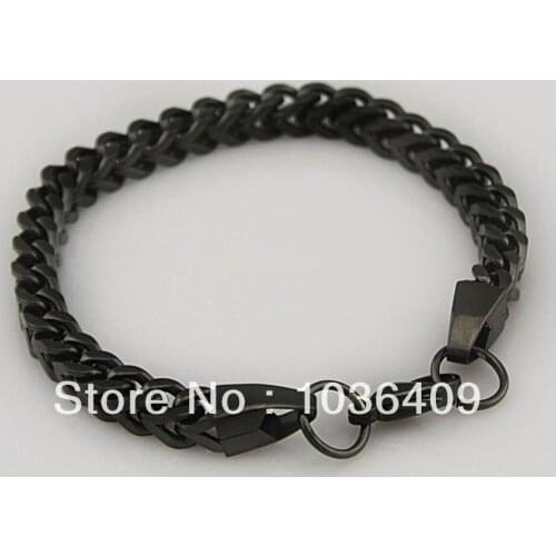 8.7" Stainless Steel Black Link Chain Mens Bracelet