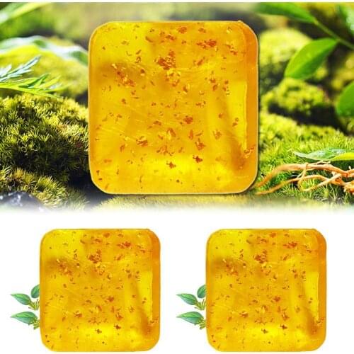 120g Osmanthus Gold Leaf Handmade Soap Base Face Cleanser Body Deep Cleaning Whitening Remove Acne Brightening Skin Pores E2W5
