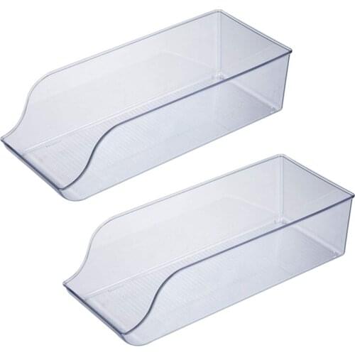 Set of 2 Refrigerator Organizer Bin Soda Can Beverage Holder for Fridge, Freezer, Kitchen - Clear Plastic Can