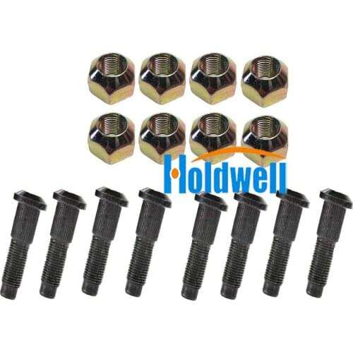 Holdwell Set of 8 Lug Nut & Stud Kit 6564669 6709170 for Bobcat 720 721 722 730 731 732 741 742 743 751 753 763 773 863 873 883