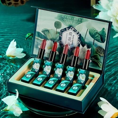 5Pcs Packing Matte Solid Lipstick Set Waterproof Long Lasting Moisturizing Lip Stick for Women Makeup Classical Cosmetics Set