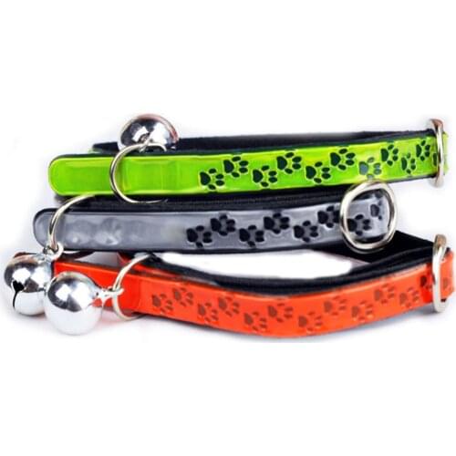 New Puppy Pet Dog Collar Cat Neck Strap Necklace with TPU Material and Soft Cotton Paw Patten Collar with Bell for Pet Dogs Cats