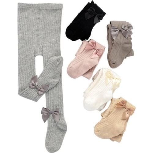 0-12Y Kids Girls Tights Cute Bowknot Pantyhose Stockings Children Baby Girls Fashion Princess Cotton Tights for Party Daily Wear