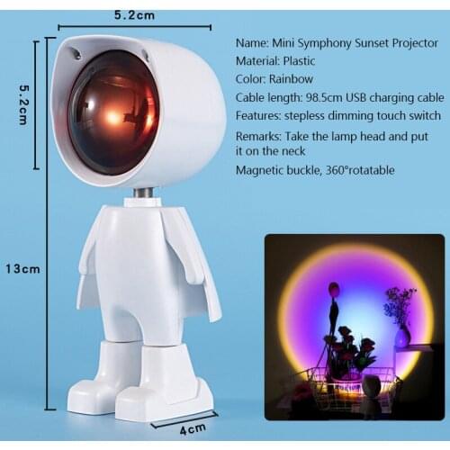 Robot Design USB Atmosphere Light Projector Atmosphere Night Light Touch Control Led Night Light Home Background Wall Home Decor
