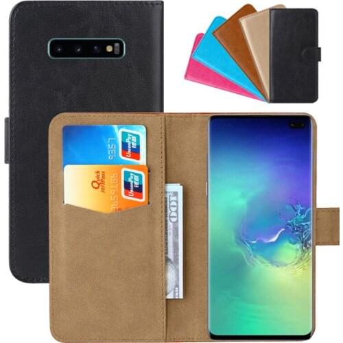 Luxury Wallet Case For Samsung Galaxy S10+ Exynos 9820 Snapdragon 855 PU Leather Retro Flip Cover Magnetic Fashion Cases Strap