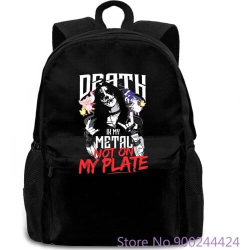 Death In My Metal Not on My Plate Vegan Vegetarien Homme Noir Printed Pure women men backpack laptop travel school adult