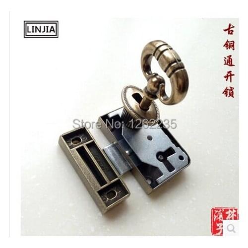Retro Drawer Antique bronze counter cabinet locks Shift Lock Chinese antique locks Furniture Hardware Wholesale