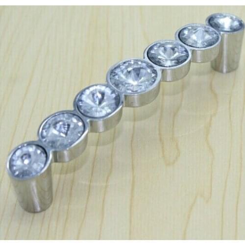 10pcs Free Shipping 96mm Clear K9 Crystal Wine Cabinet Handles Modern Chrome Zinc Alloy drawer Knobs Dresser Wardrobe Pull SJ10A