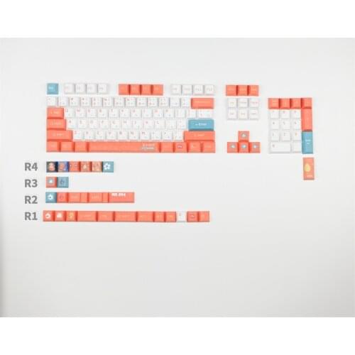 128 Keys PBT Fire Little Dragon Keycap DYE-Sublimation Cherry Profile Keycaps For Cherry MX Switch Mechanical Keyboard