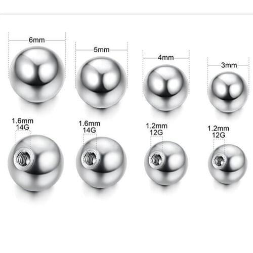 16G 14G Stainless steel ball piercing jewelery DIY replacement ball Eyebrow ring nose nail tongue nail navel ring replacement ba