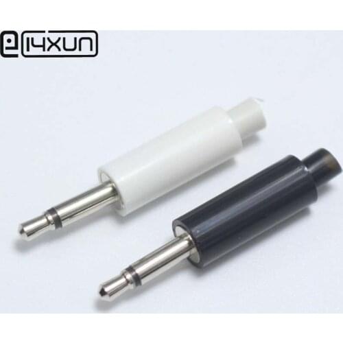 2pcs 2.5mm 2Pole mono headset plug with Tail 2.5 audio plug Jack Adaptor connector for phone white and black