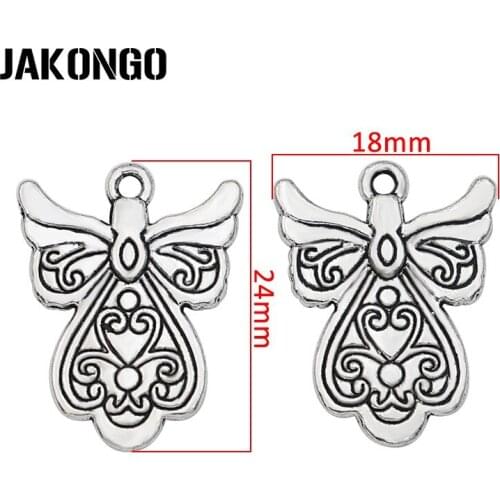 20PCS Antique Silver Plated Angel Fairy Charms for Jewelry Making Findings DIY Bracelet Accessories 18x24mm