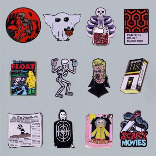 90s Horror Movie Brooch Interesting Metal Enamel Badge Denim Jacket Backpack Pin Decoration Given Friends And Fans Gifts